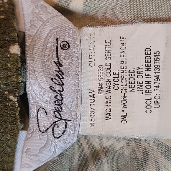 Vintage Y2K Slinky Floral Halter Dress Olive Green Light Cream Ruched Waist Sz M - Picture 9 of 13